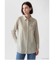 LCW Modest Ekru Çizgili Poplin Kadın Gömlek Tunik
