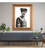 Altın Paspartulu Atatürk  Çerçeveli Tablo C27 (Gold)