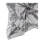 Mısırlı Eşarpları Mısırlı Eşarp Alize Krep Etnik Desenli Eşarp 140x140 Cm (Beyaz - Gümüş)