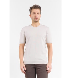 Taş Rengi Kısa Kol Bisiklet Yaka Cepsiz  Slim Fit  Tişört 1011250179