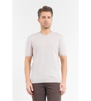 Taş Rengi Kısa Kol Bisiklet Yaka Cepsiz  Slim Fit  Tişört 1011250179