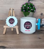 Love Your Self Hediye Seti Kupa Bardak T Kulplu ve Anahtarlık Arkadaşa Hediye, Anneye Hediye (Model 3)