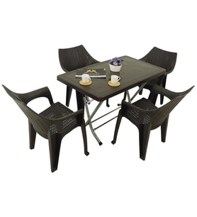 Mandella Zeugma 70x120 Katlanır Ayak 4 Kişilik Polo Koltuk Masa Takımı Kahvereng