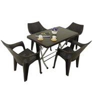 Mandella Zeugma 70x120 Katlanır Ayak 4 Kişilik Polo Koltuk Masa Takımı Kahvereng