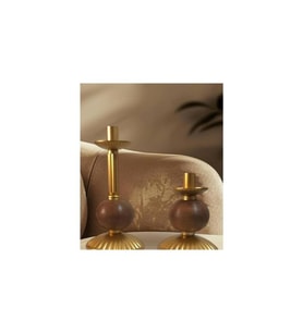 İKİLİ PİNO MUMLUK AHŞAP TOP DETAYLI GOLD