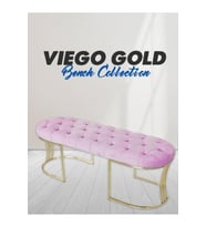 Viego Gold Pembe Puf Chester Model Yatak Ucu Bench Puf