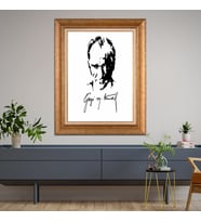 Altın Varaklı Çerçeveli Paspartulu Atatürk Tablo TR1522 (Gold)