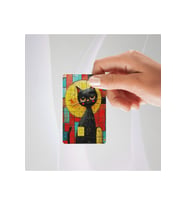 Pastel Renk Siyah Kedi Kredi/banka Kartı Kaplama Sticker tekli