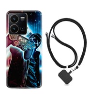Vivo Y22 Kılıf Silikon Boyun Askılı İpli Desenli Silikon Play Me 1757