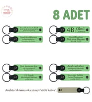 Yüzme Kursu Mezuniyet Hediyesi, Üzerine İsim Yazılabilen 8'li Set Anahtarlık, Fıstık Yeşil & S Kahve (Fıstık Yeşili)