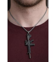 Gümüş Kaplama M4 Tasarım Zincir Kolye 60 cm Unisex Özel Tasarım
