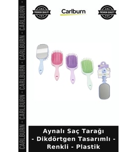 Özel Üretim Çocuk Ergonomik Günlük Aynalı Saç Tarağı - Dikdörtgen Tasarımlı - Renkli - Plastik