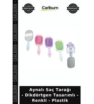 Özel Üretim Çocuk Ergonomik Günlük Aynalı Saç Tarağı - Dikdörtgen Tasarımlı - Renkli - Plastik