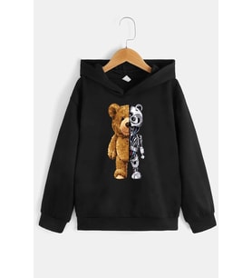 Çocuk Robobear Baskılı Sweatshirt (Siyah)