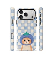 iPhone 17 Pro Max Vorian Çift Katmanlı Kılıf Blueberry Cat Check