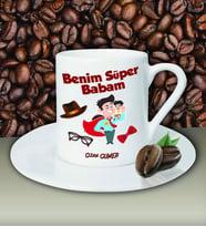 Kişiye Özel Benim Süper Babam Tasarımlı Beyaz Kahve Fincanı