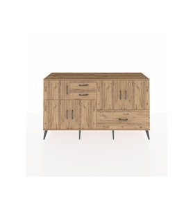 Kronos Konsol 5 Raflı 3 Çekmeceli 5 Kapaklı 176x59x99 Çam-Çam