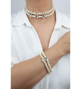 Cam İnci Zirkon Taşlı Kristal Set