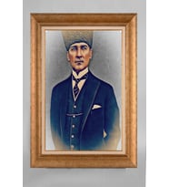 Çerçeveli Paspartulu Atatürk Tablo a24 (Gold)
