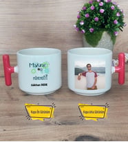 Makine Mühendisi Kupa Bardak Fotoğraflı T Kırmızı Kulplu Mühendisler Günü Hediyesi