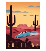 Route 66 Tablo Ahşap Poster Dekoratif
