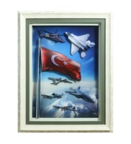 e38 EL İŞÇİLİĞİ TÜRK BAYRAĞI  KAĞIT RÖLYEF TABLO 66x86 CM - 6342