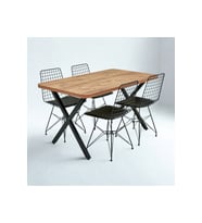 Modern Çarpı Ayak Dikdörtgen Yemek Masası Atlantik (140x80x75 cm)