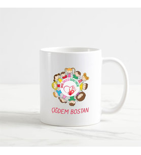 Okul Öncesi Öğretmeni Kupa Bardak (8. Tasarım) (Beyaz)