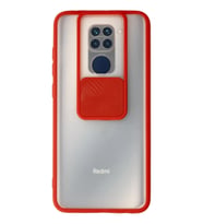Durukar® Redmi Note 9 Kılıf Palm Buzlu Kamera Sürgülü Silikon - Kırmızı