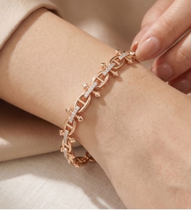 Gemici Düğüm Çivi Pırlantalı Bileklik - Rose