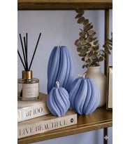 Spiral Rüya Mum 3'lü Set - Mumelia Candles Doğal Soya, El Yapımı, Dekoratif - Buz Mavisi