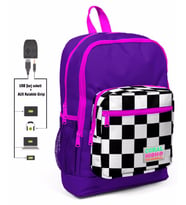 Coral High Mor Damalı İlkokul ve Günlük Sırt Çantası - Kız Çocuk - USB ve AUX Soketli
