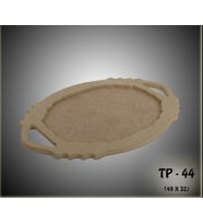 Ham Ahşap Boyanabilir Kulplu Oval Büyük Tepsi-Sunumluk
