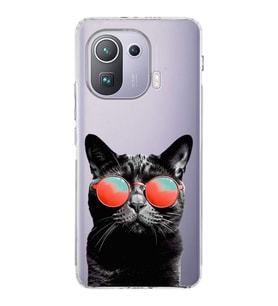 PrintiFy Xiaomi Mi 11 Pro ile Uyumlu Kedi 3 Kamera Korumalı Şeffaf Kılıf
