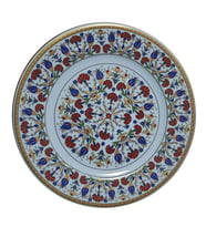 Armada Çini PRT 34 25 Cm Sarı Altın Yaldızlı Lale karanfil Desenli Porselen Çini Tabak
