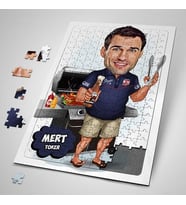Kişiye Özel Mangalcı Erkek Karikatürlü Puzzle