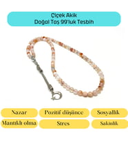 Sertifikalı Çiçek Akik 6mm 99luk Doğal Taş Tesbih