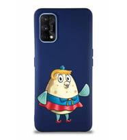 Realme 7 Pro Soft Premier Kapak Bayan Puff Tasarımlı Silikon Kılıf - Lacivert (Şeffaf)