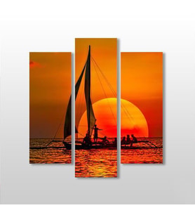 Gün Batımı Ve Yelken  Kanvas Tablo 129x140cm (Karışık)