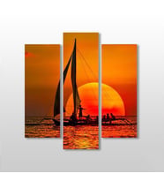 Gün Batımı Ve Yelken  Kanvas Tablo 129x140cm (Karışık)