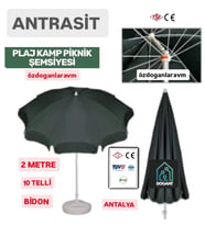 Antresit Deniz Plaj Kamp 2 Metre 10 Telli Şemsiye + Bidon