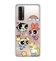 Huawei P Smart 2021 Uyumlu Powerpuff Girls Desenli Şeffaf Telefon Kılıfı