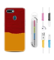 Oppo A5S A15 A16 A54 A55 A73 A74 Kılıf Kablo Koruma Spiral Silikon Sarı Kırmızı Boya 1708