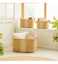 Ocean Home Textile 3'lü Çizgili Jüt Sepet Set