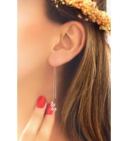 Yılan Model Sallantılı Zirkon Taşlı Gümüş Küpe
