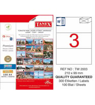 TANEX LASER ETİKET TW-2003 - 210 X 99 MM ÜCRETSİZ KARGO
