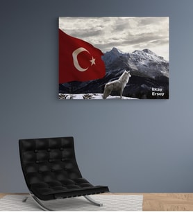Kişiye Özel Dekoratif Bozkurt   Tasarımlı Yeni İş Hediyesi Ofis Hediyesi  Kanvas Tablo 30x50 cm