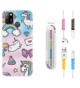 INFINIX Smart 4 5 6 Zero 8 S5 Pro Kılıf Kablo Koruma Spiral Silikon Unicorn Mektup 1800