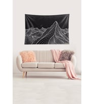 Gece Dağın Zirvesi Leke Tutmaz Kadife Dokulu Kumaş Duvar Örtüsü Duvar Halısı Tapestry (Siyah)