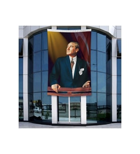 Atatürk ve Türk Bayrağı Poster Bayrak Raşel Kumal 4x6 metre ATA13
